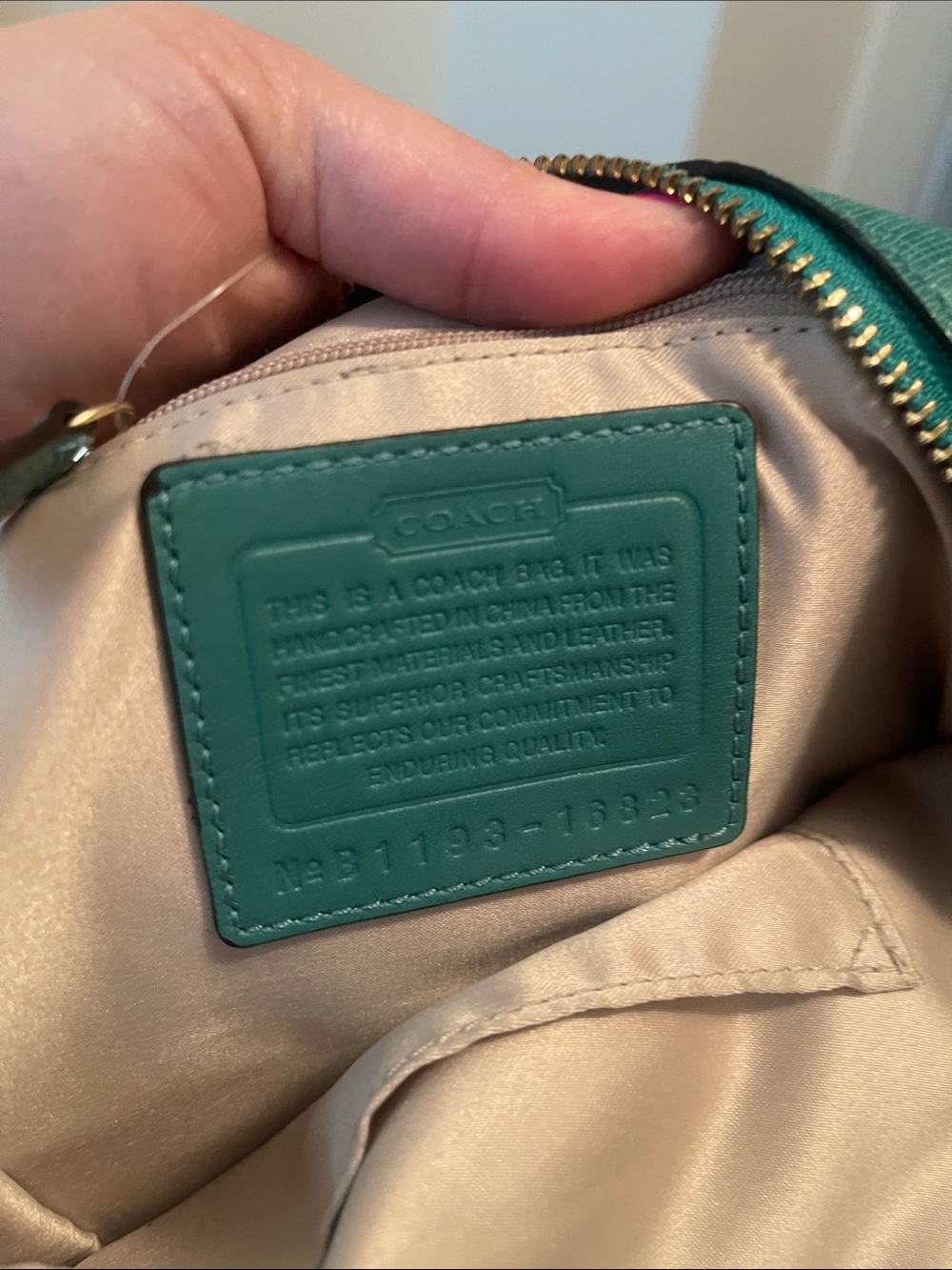 Coach Teal Leather Satchel Handbag - Picture 8 of 8